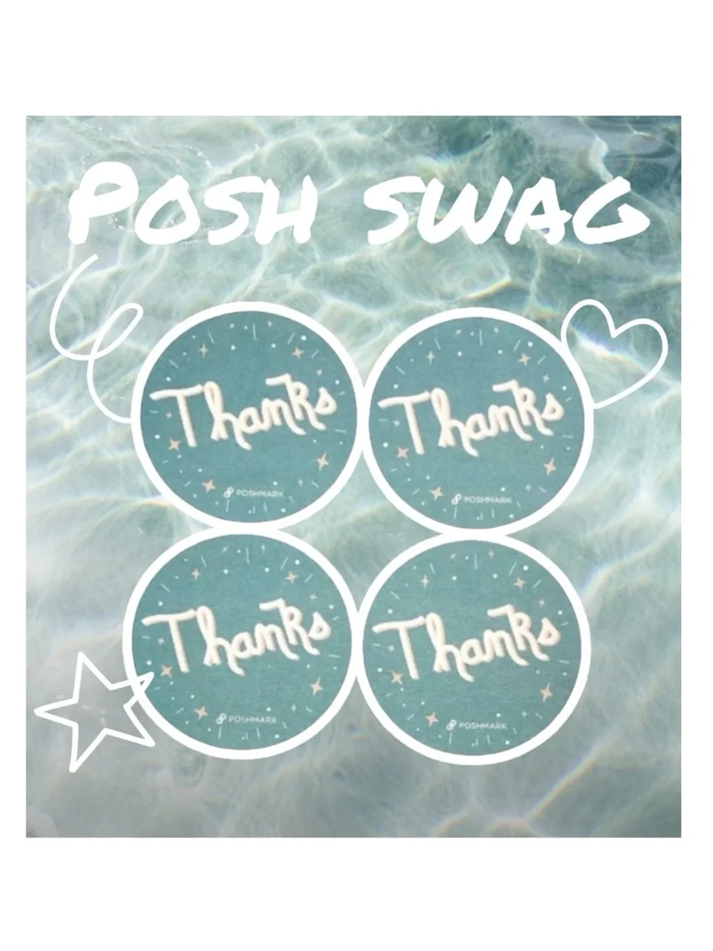 new Poshmark ★ Set 48 Thank You Stickers ★ Blue ★ 2.5” Round ★ Limited Edition ★